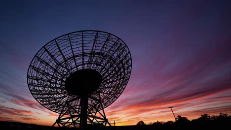 radio telescope at sunset