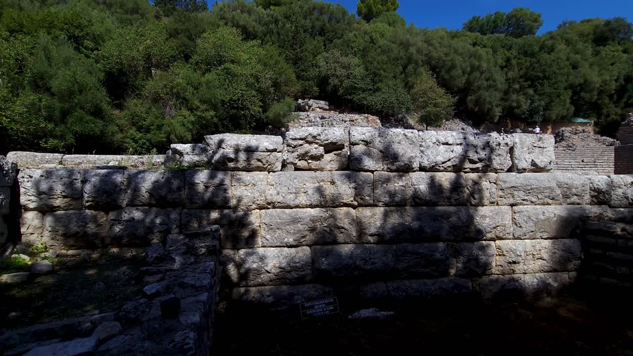 Big Stone Walls and Ruined Buildings from an Ancient City at Butrint's Archaeological Site