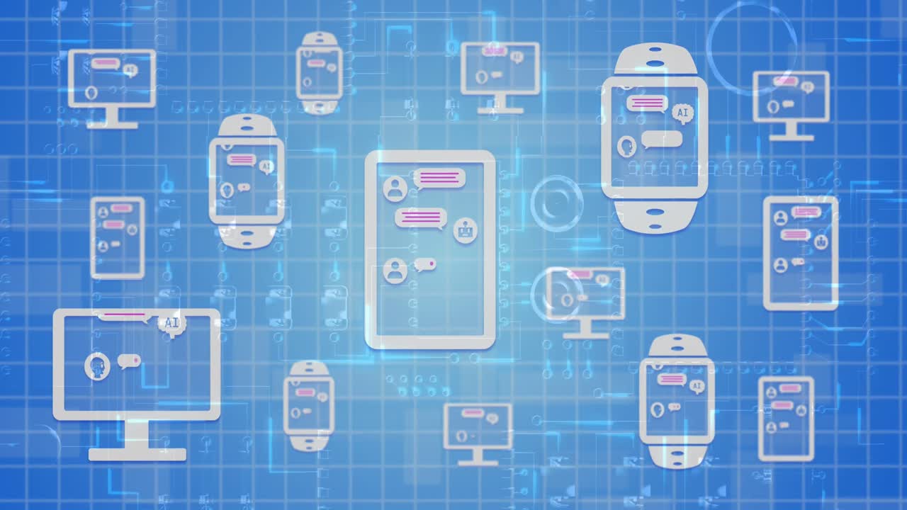 Animation of online chat and data processing on electronic devices over grid