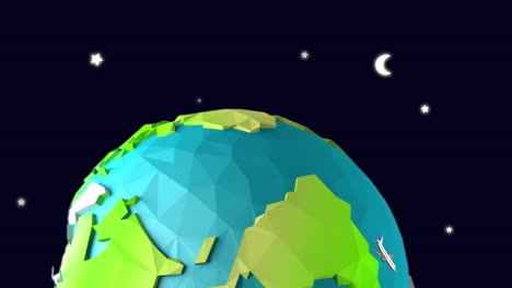 animation of an airplane travelling around the world