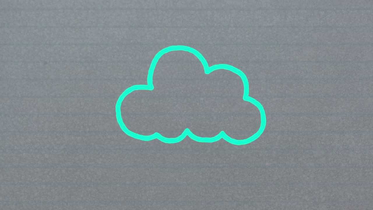 animación del icono de la nube de contorno azul dibujado a mano con un marcador sobre fondo gris
