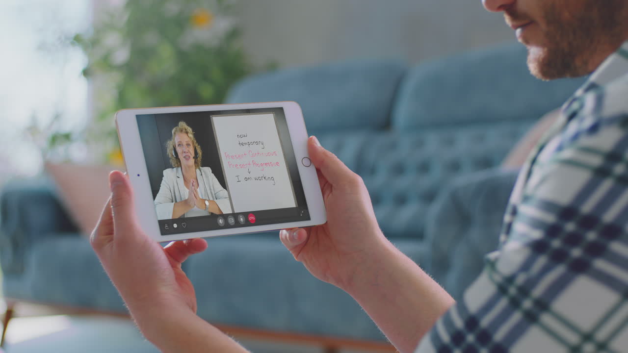 mentor maduro enseñando en línea