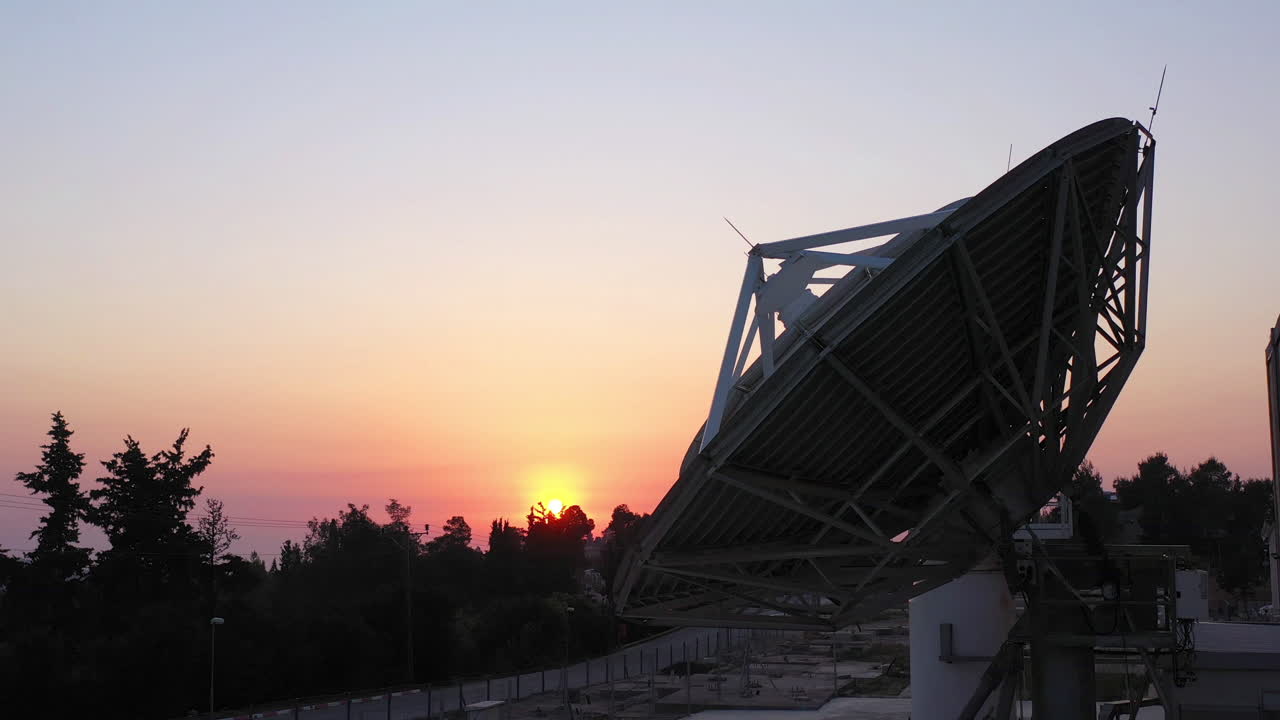 Satellite Dishes at sunset- Aerial view