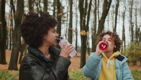 Girls talking outdoors