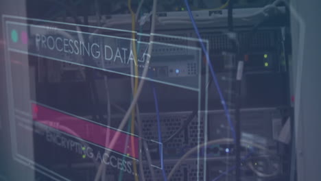 processing data and recovering database animation over server room equipment