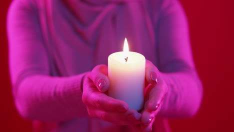 ramadan kareem candle prayer woman hands neon