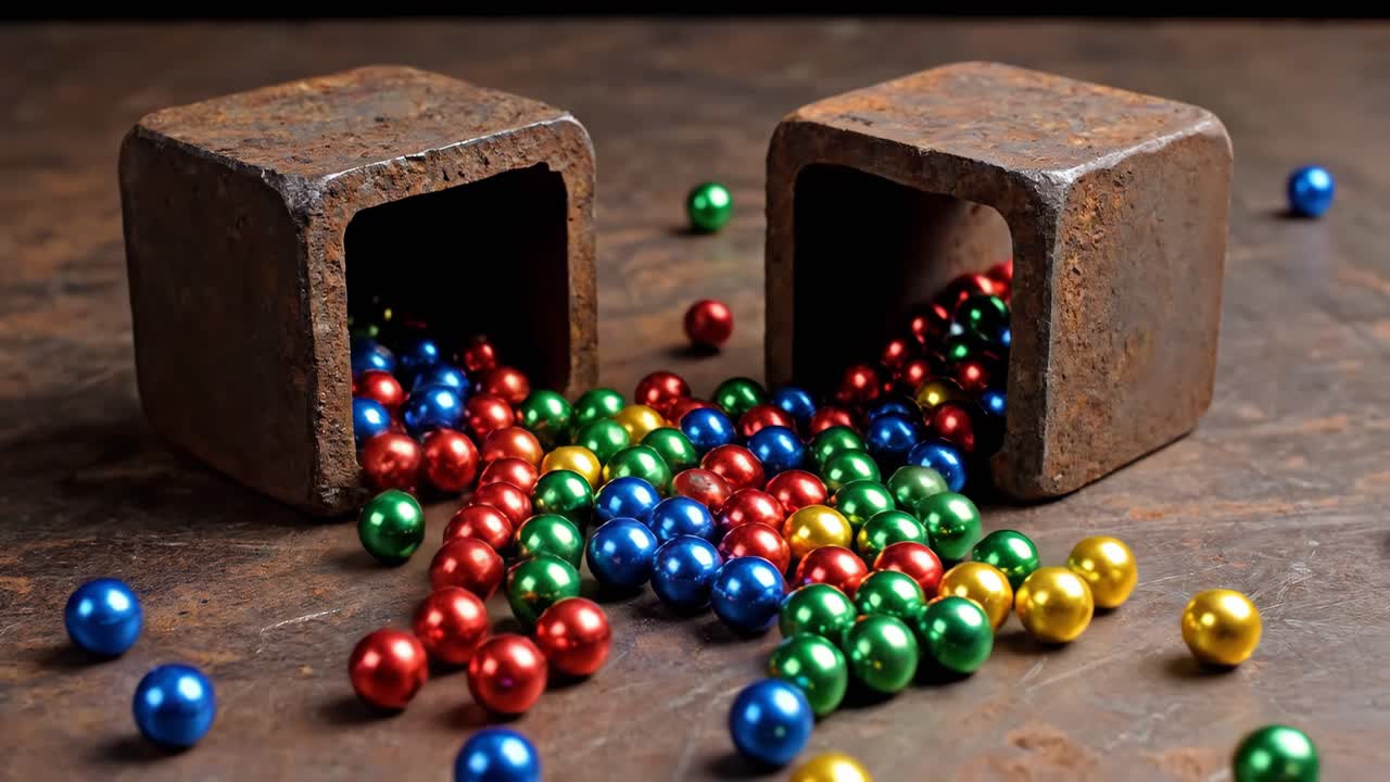 Steel Cube Cut Open to Reveal Gems