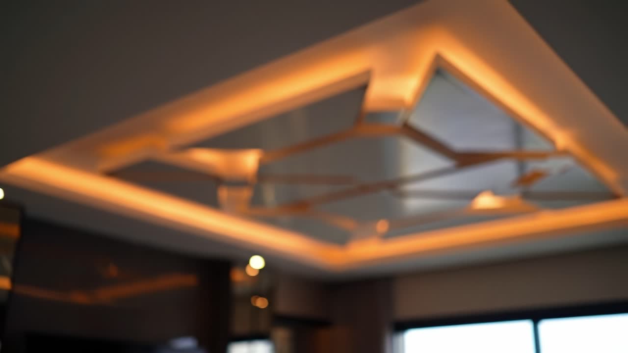 Aesthetic and Contemporary Ceiling Design Featuring Soft Lighting That Enhances the Ambiance of the Room with Elegant Architectural Elements