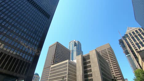 seattle business office buildings and skyscrapers, low angle view of metropolitan city