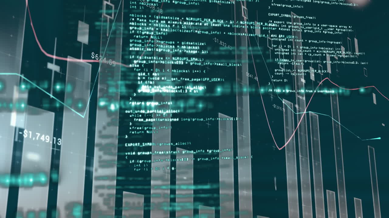 animación del procesamiento de datos sobre un fondo gris