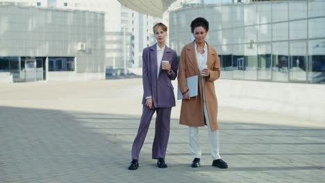 two businesswomen taking a break