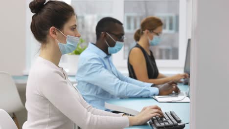 people working from home in office