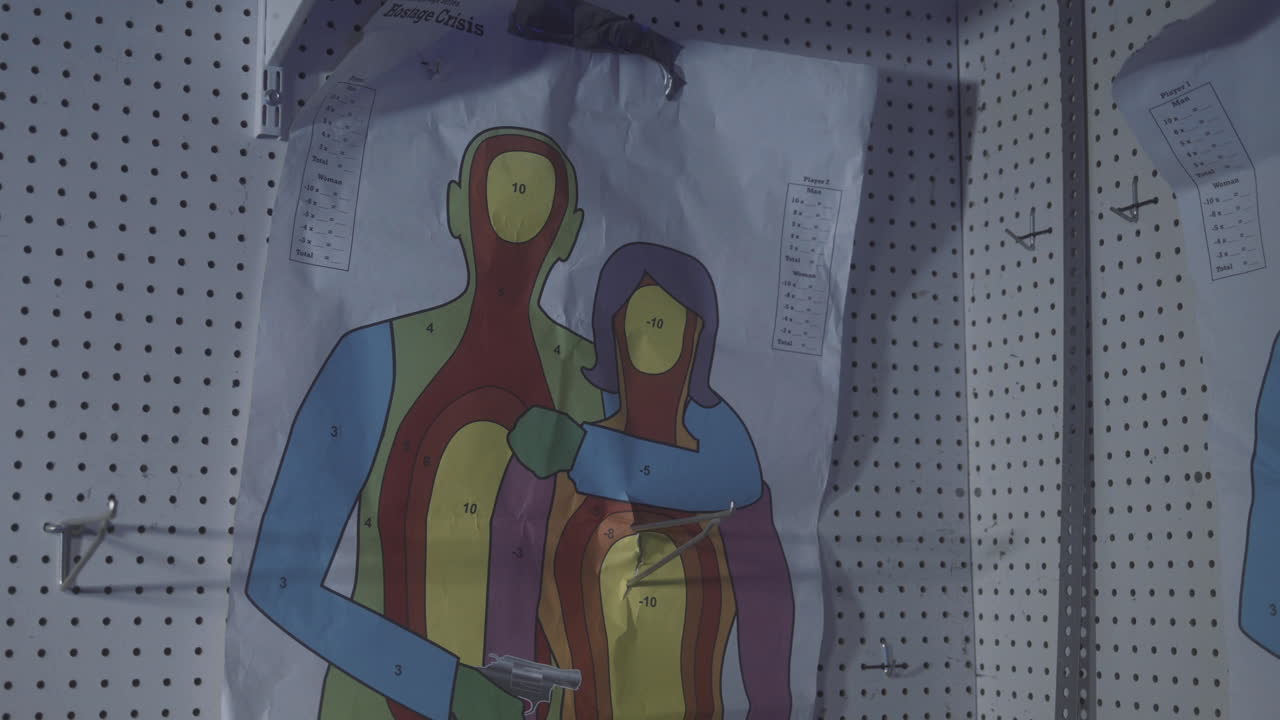 인질과 경찰 조명으로 사격 대상의 총격