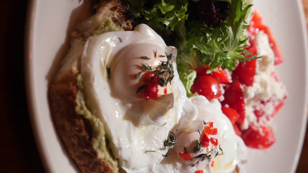 Avocado Toast with Poached Eggs and Salad