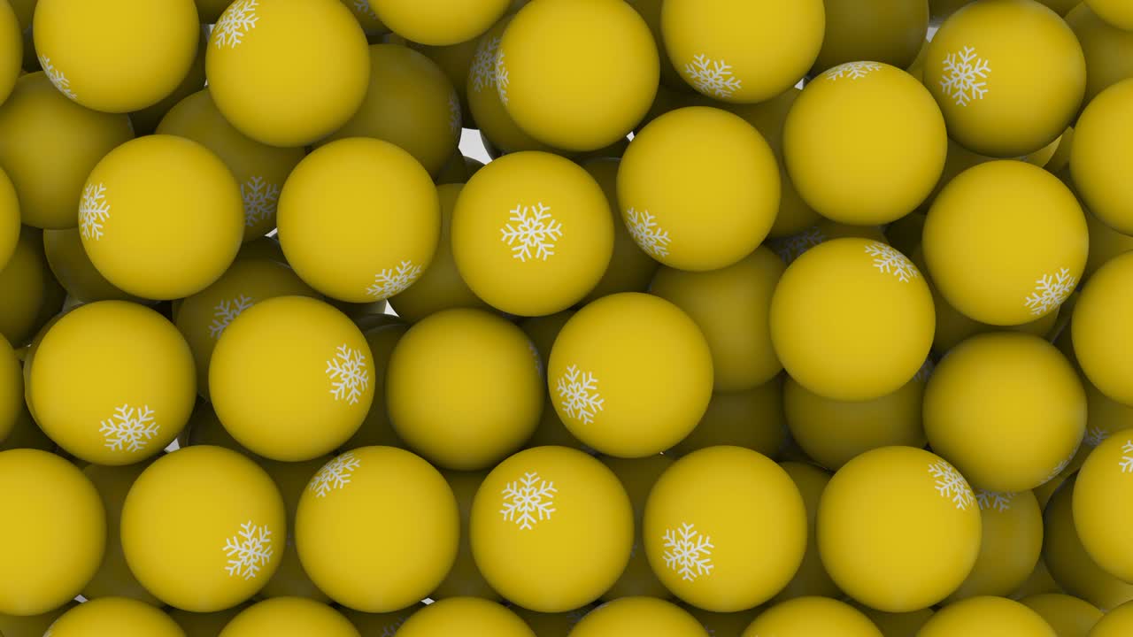 스노우플레이크 기호와 함께 떨어지는 공의 루프 애니메이션