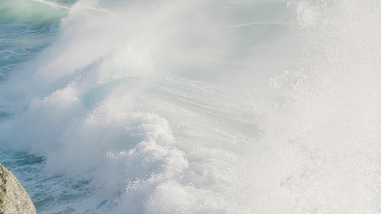 Background, beach and big waves at sea