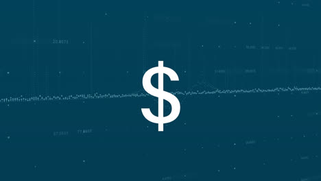 animation of dollar sign over financial data processing