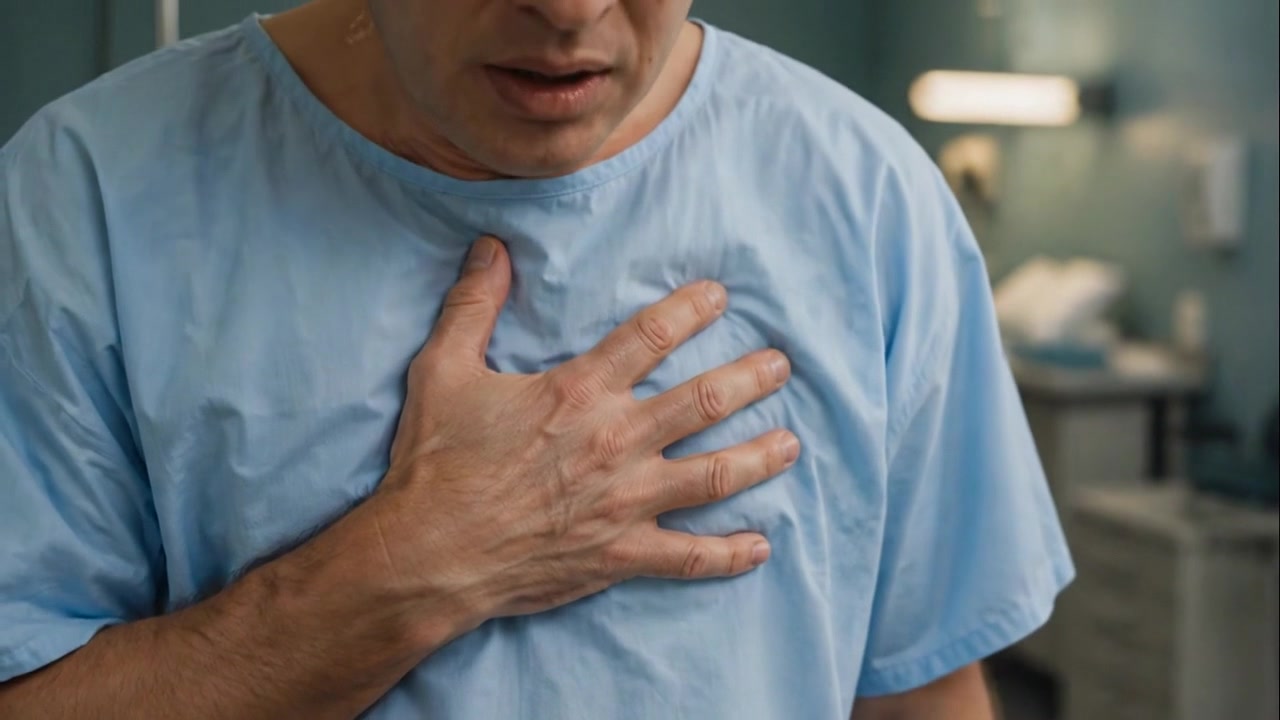 Patient Experiencing Chest Pain in Hospital Room