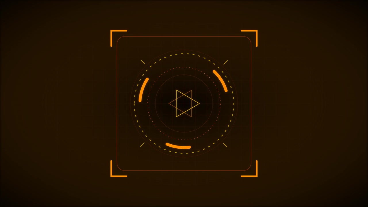 Futuristic Digital Interface With Rotating Hexagram Symbol