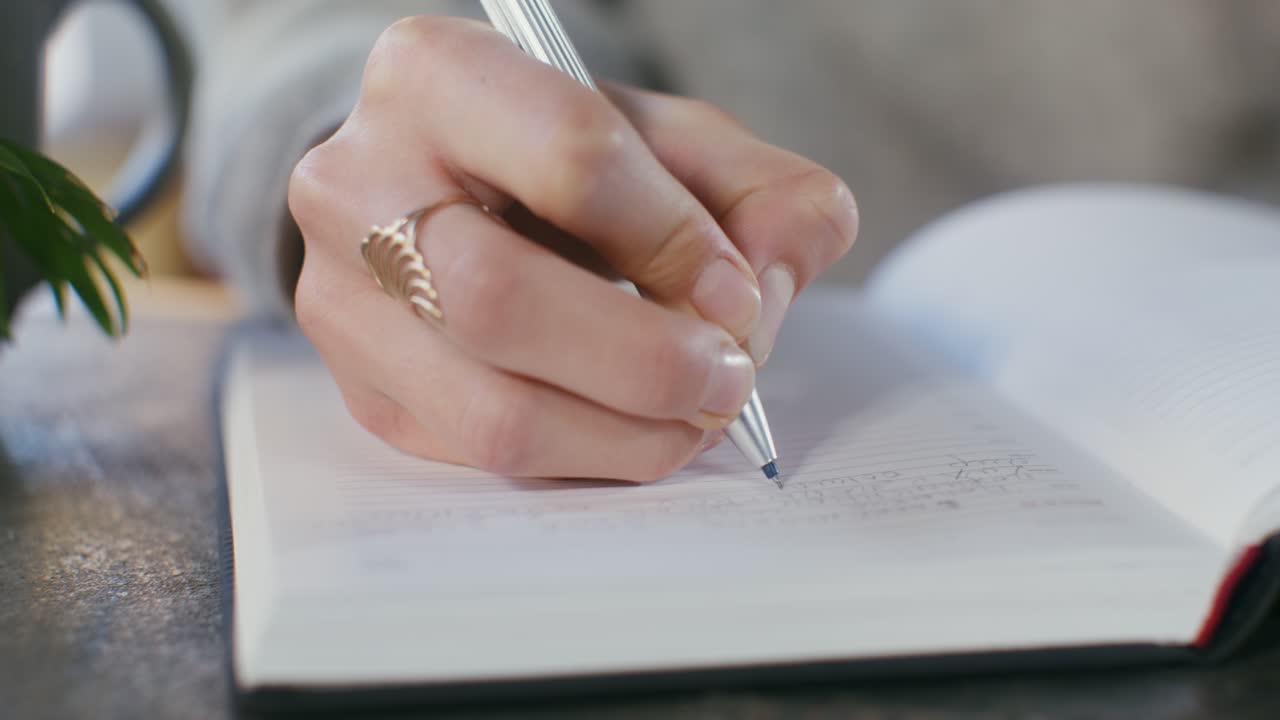 Person Writing in a Notebook