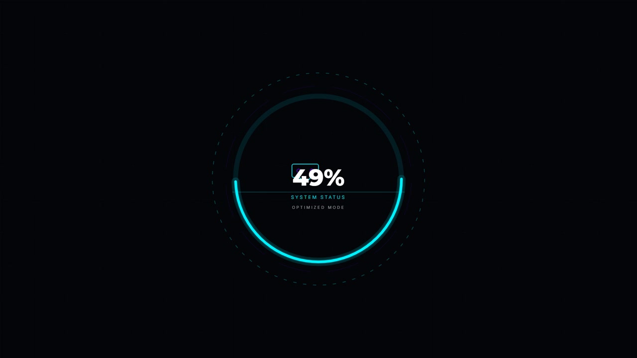 Digital Loading Progress Circle with System Status Percentage