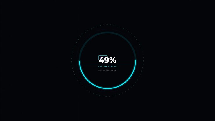 Digital Loading Progress Circle with System Status Percentage