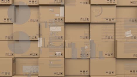 Animation-of-statistics-processing-over-cardboard-boxes