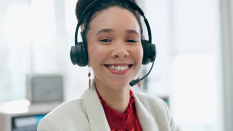 Call-center,-face-and-happy-woman