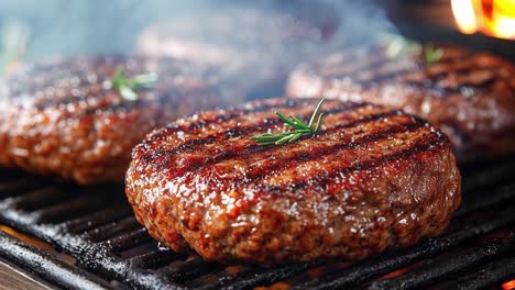 grilled beef burgers with rosemary