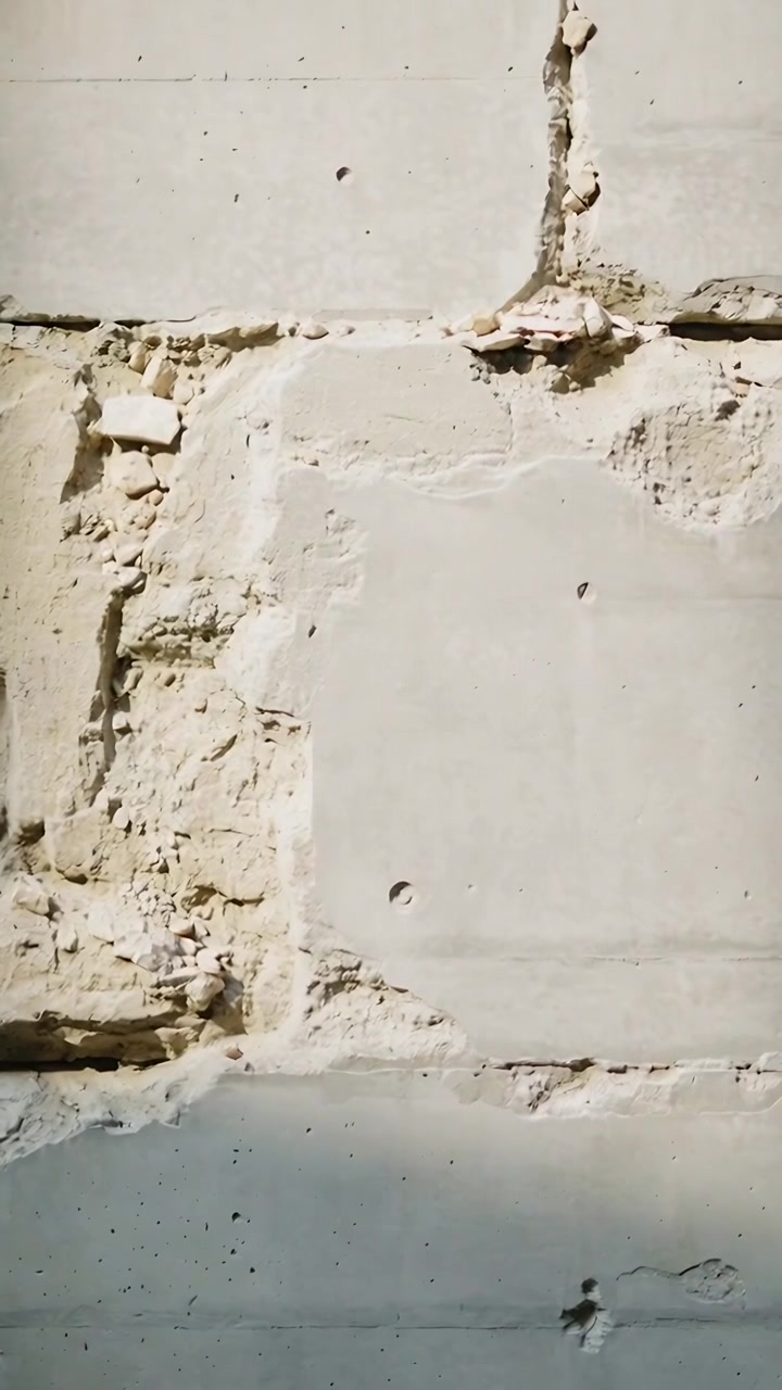 Video verticale: Mostrando un muro a blocchi all'esterno con il sole che si sposta, proiettando un'ombra e mostrando la giuntura di una toppa