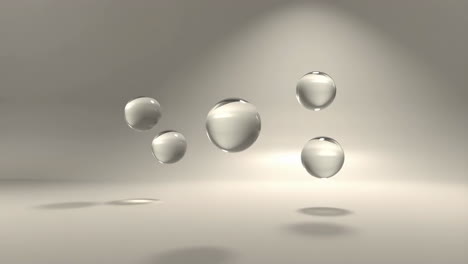 transparent spheres floating in a minimalist space