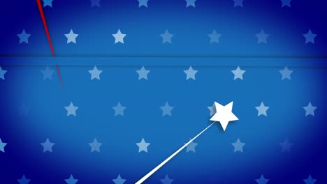 animation of stars coloured with flag of usa on blue background