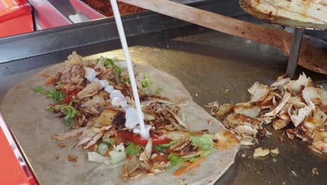 delicious doner kebab being prepared