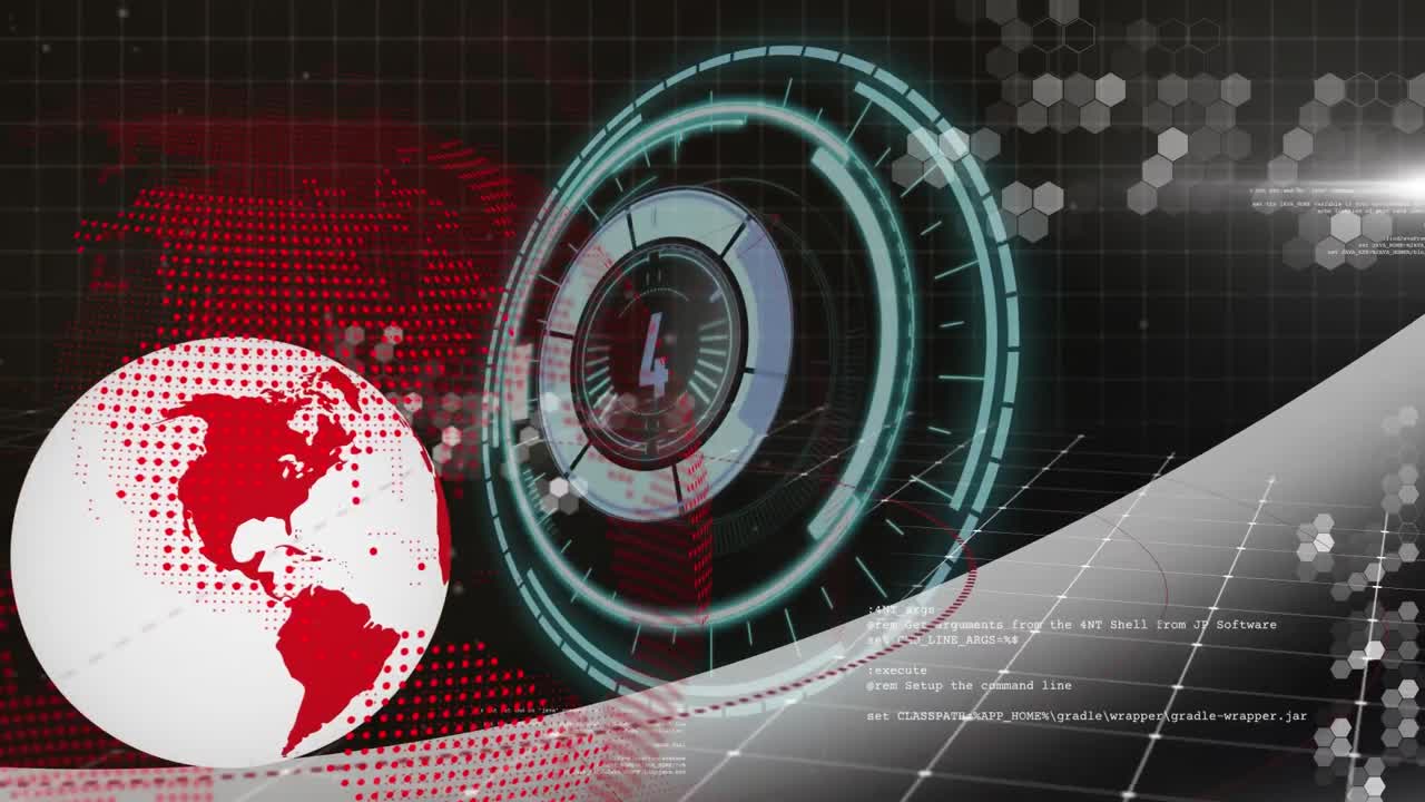 animación del conteo sobre el globo giratorio y los datos en fondo negro