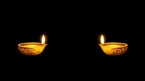 Diwali-Lampe,-Nahtloses-Schleifenanimationsvideo,-Transparenter-Hintergrund-Mit-Alphakanal.