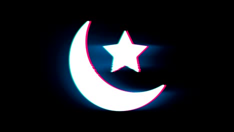 eid islamic symbol on glitch retro vintage animation.