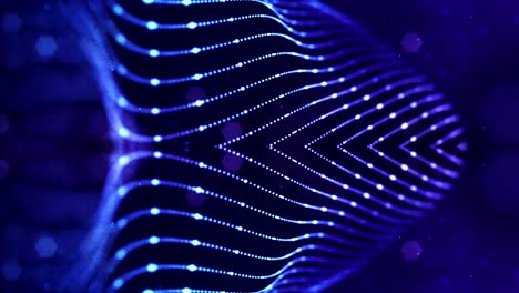 las partículas azules brillantes forman líneas, estructuras simétricas como en el microworld o el espacio cósmico. fondo abstracto de ciencia ficción 3d en bucle de 4k. para presentaciones de vacaciones, ceremonias como diseño de movimiento de bucle vj 12
