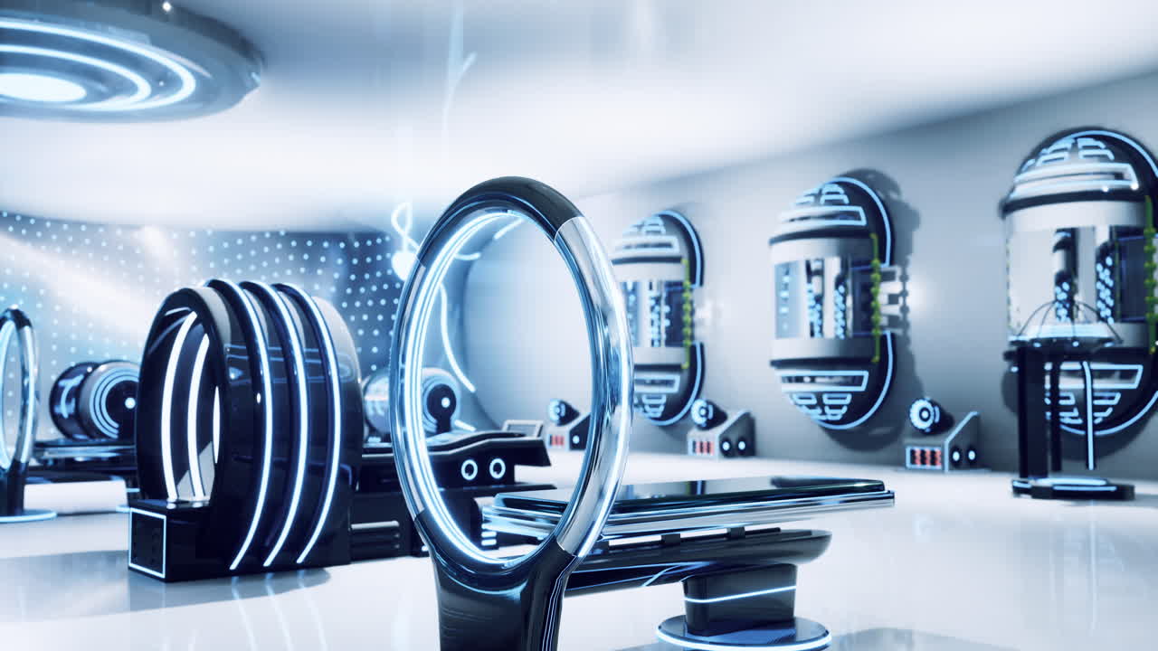 High tech laboratory showcasing futuristic equipment and design