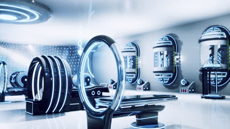 high tech laboratory showcasing futuristic equipment and design