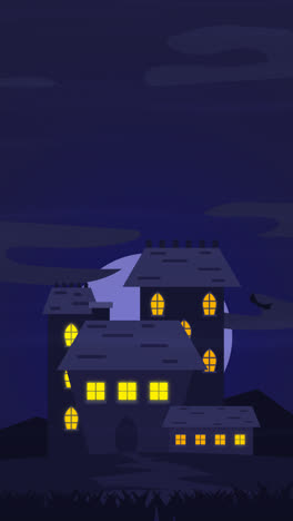 an animation of a flat halloween house illustration