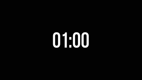 one minute countdown auf bebas neue typografie in schwarz-weiß