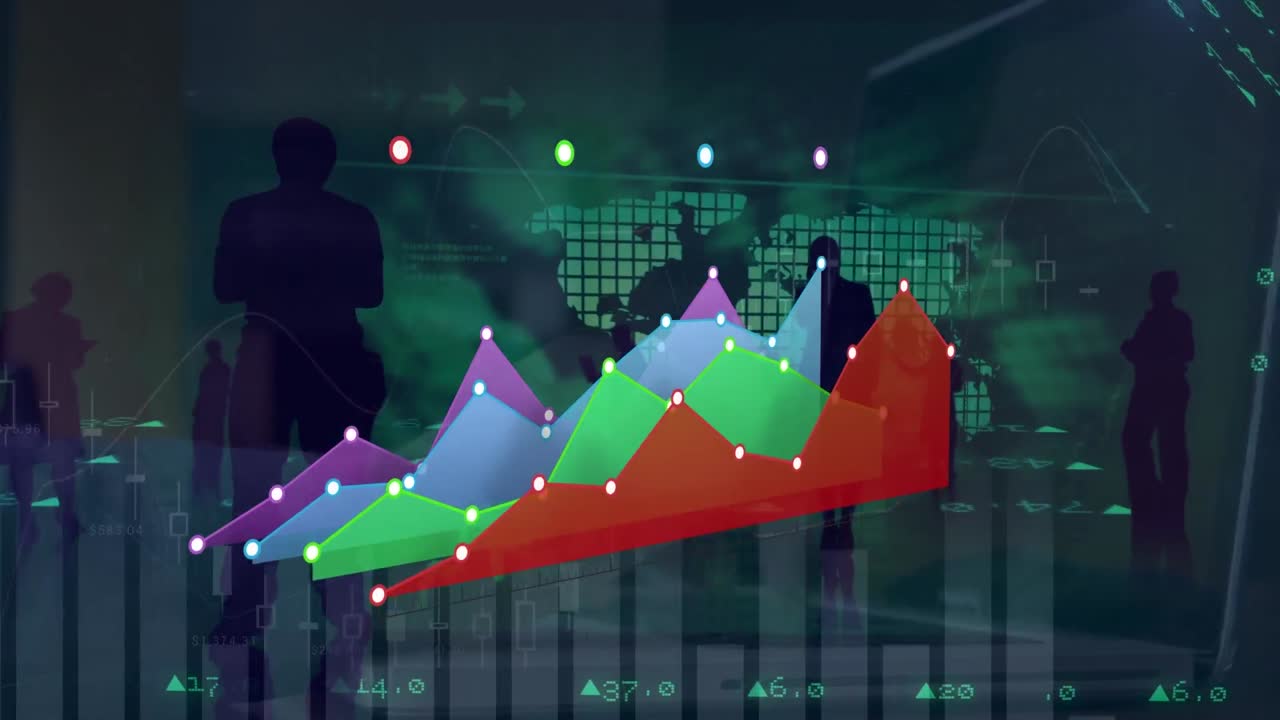 Animation of financial data processing over people
