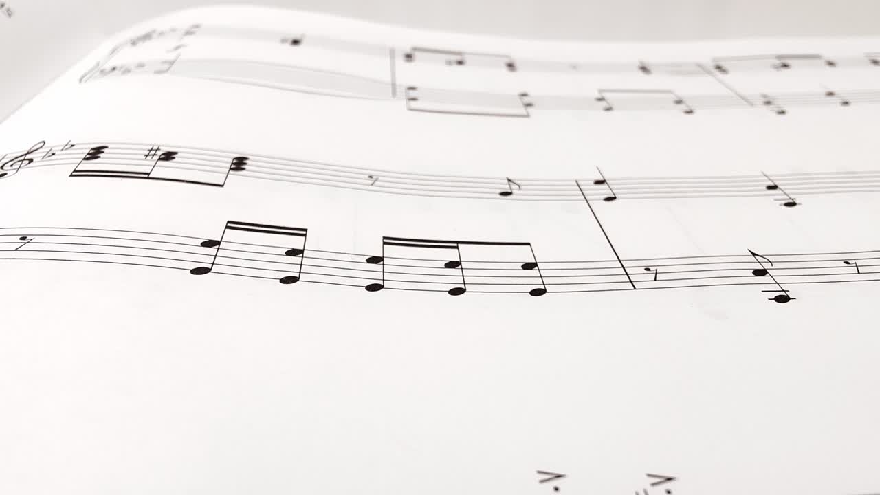 close up of musical notes on white