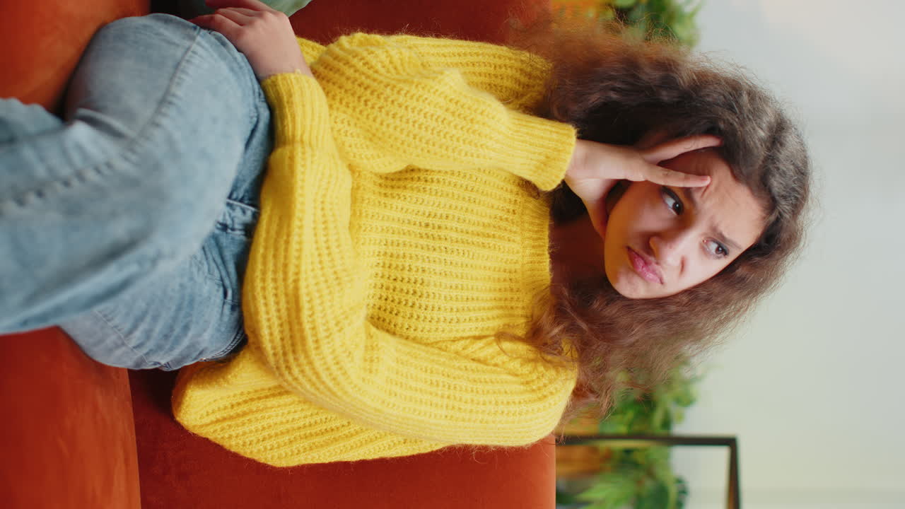 Teen girl at home suffers from unfair situation problem break up depressed feeling bad burnout