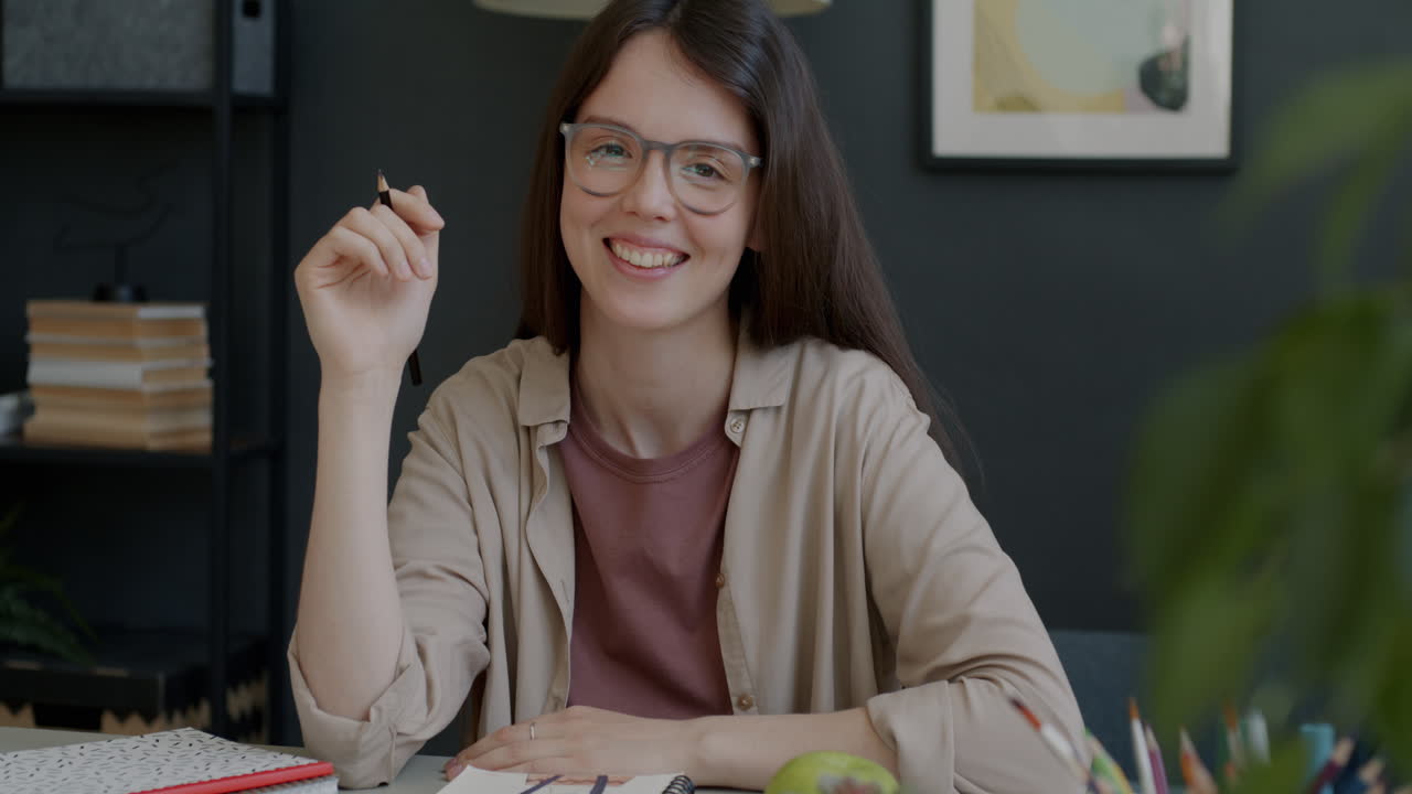 Woman working on art project at home