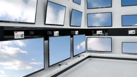 Blue-sky-and-clouds-on-television-screens