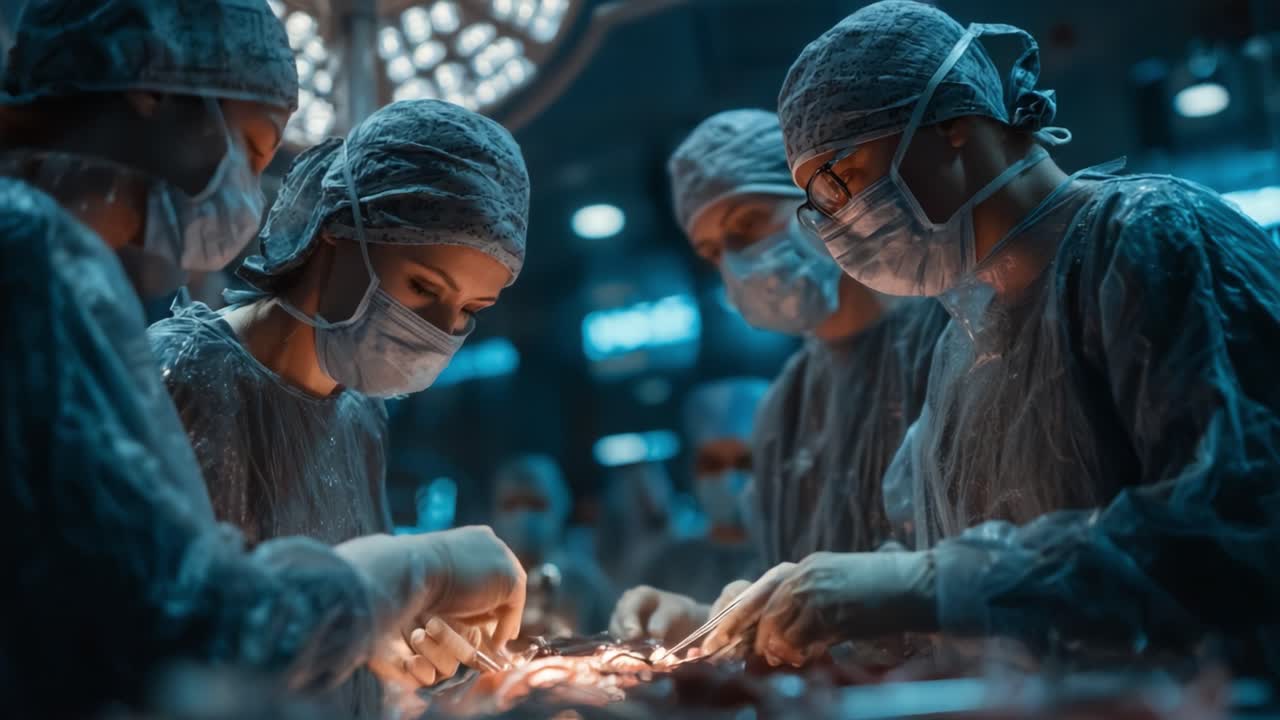 A Team of Experienced Surgeons Collaborate in a High-Stakes Surgical Procedure, Demonstrating Precision and Expertise in the Operating Room