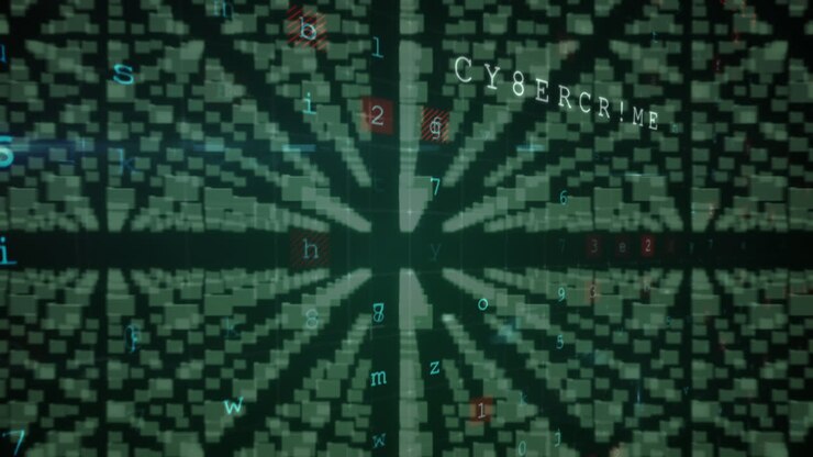 Animation of processor, numbers and online security padlock