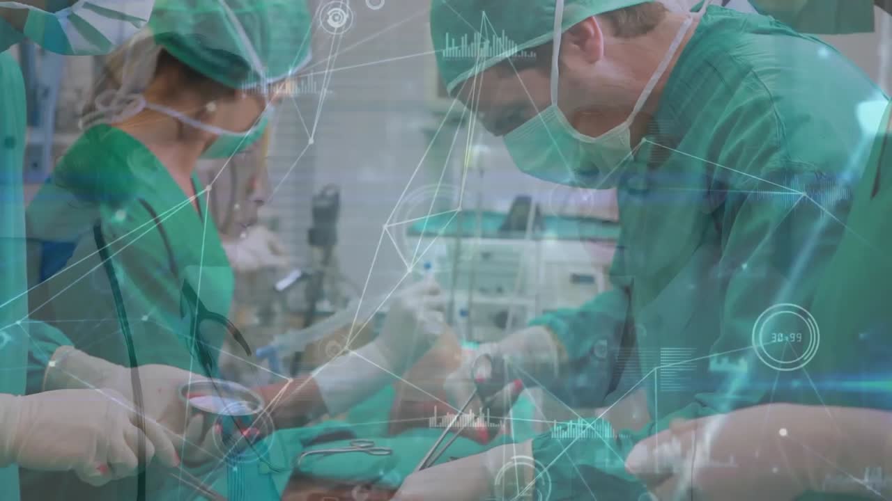 animación de la red de conexiones sobre personas de negocios que trabajan en la oficina