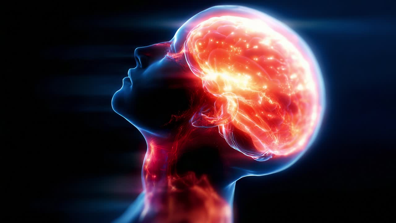 A mesmerizing visualization of the human brain illuminated with vivid colors, showcasing neural activity and intricate connections in a stunning digital representation